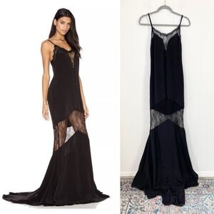 Stone Cold Fox Edwin Black Silk Slip Gown Size XS/S  Maxi Dress Elegant Silk